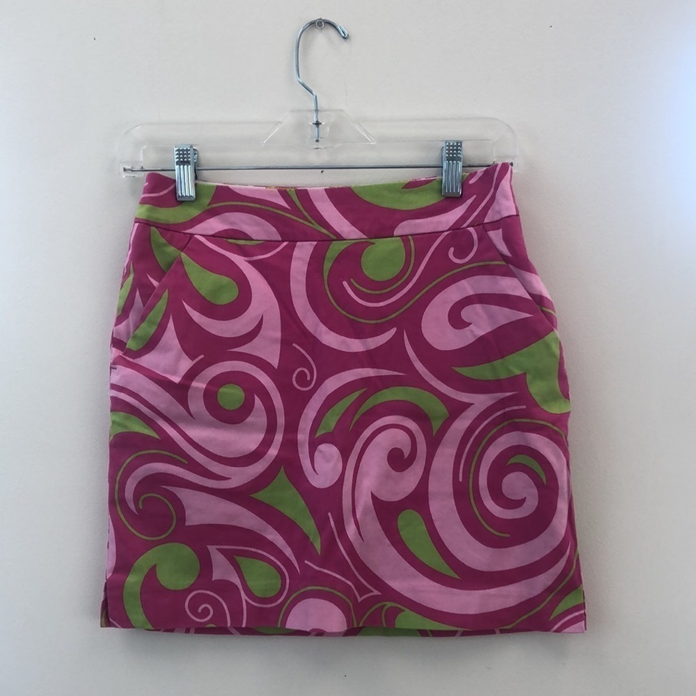 LOUDMOUTH LADIES Women's Pink Green Swirl Golf Tennis Skirt Skort Size 2